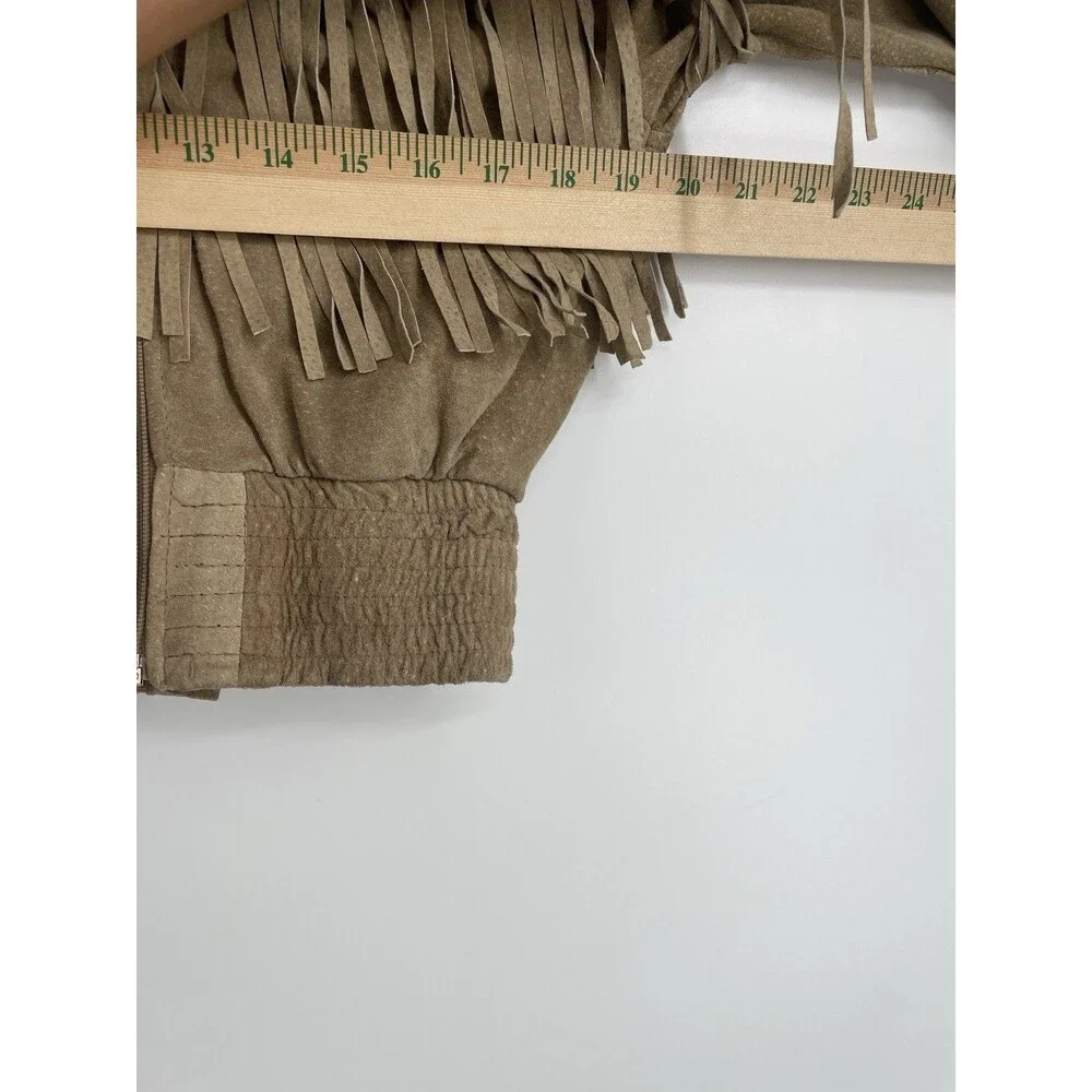 Vintage 80s Western Fringe Suede Leather Cropped Jacket Chia Boho Rodeo Cowgirl - Picture 9 of 16